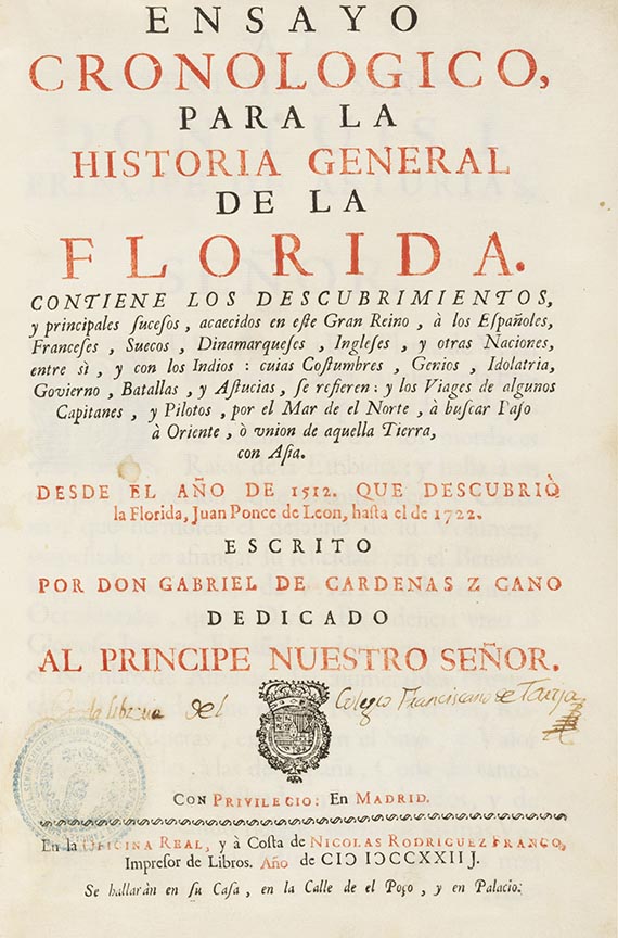 Gabriel de Cardenas Cano - Ensayo cronologico, para la historia general de la Florida