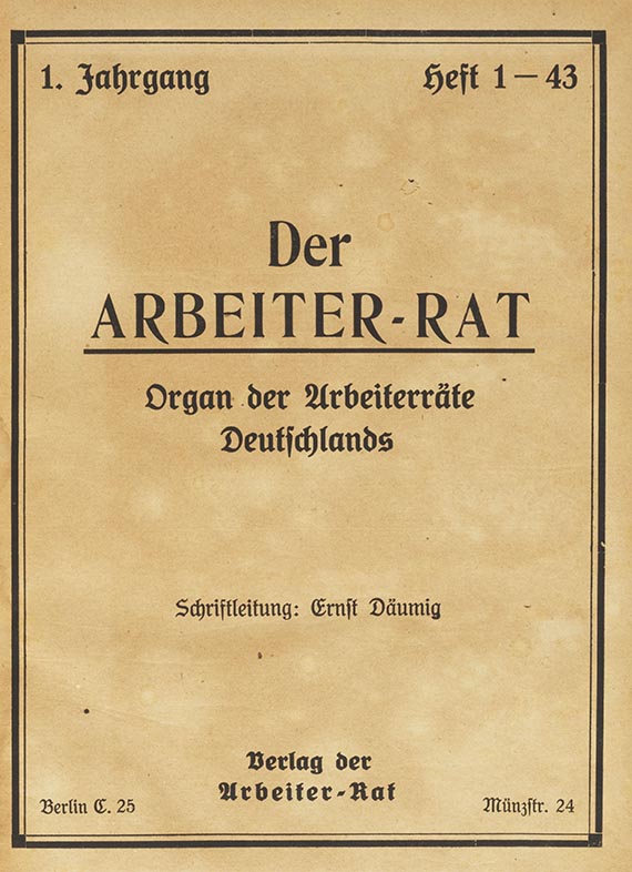 Arbeiter-Rat, Der - Der Arbeiter-Rat. Jgge. 1 und 2