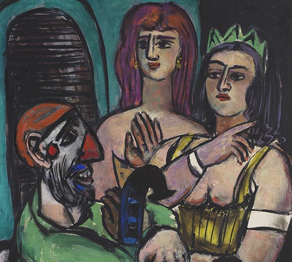 Max Beckmann - Großer Clown mit Frauen und kleiner Clown - 