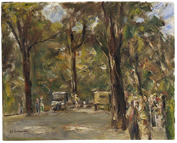 Max Liebermann - Allee mit Spaziergängern und Automobilen