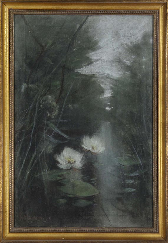 Karl Hagemeister - Teichlandschaft mit Seerosen - Frame image