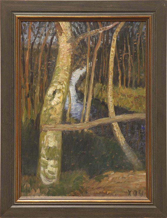 Otto Modersohn - Birken am Moorgraben - Frame image