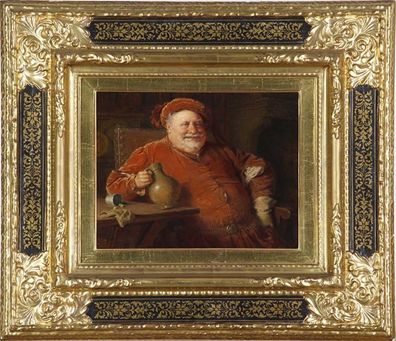 Eduard von Grützner - Falstaff mit Krug und Würfelspiel - Frame image