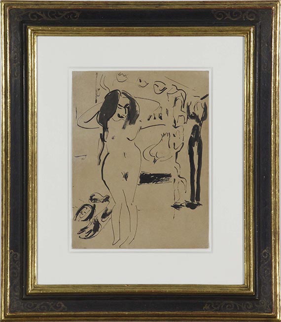Ernst Ludwig Kirchner - Mädchenakt (Stehender Akt vorm Vorhang) - Frame image