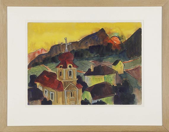 Karl Schmidt-Rottluff - Gebirgsdorf mit Kirche - Frame image