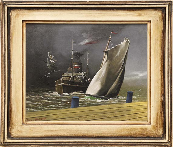 Franz Radziwill - Dampfer, Zwischenraum und Segelschiff - Frame image