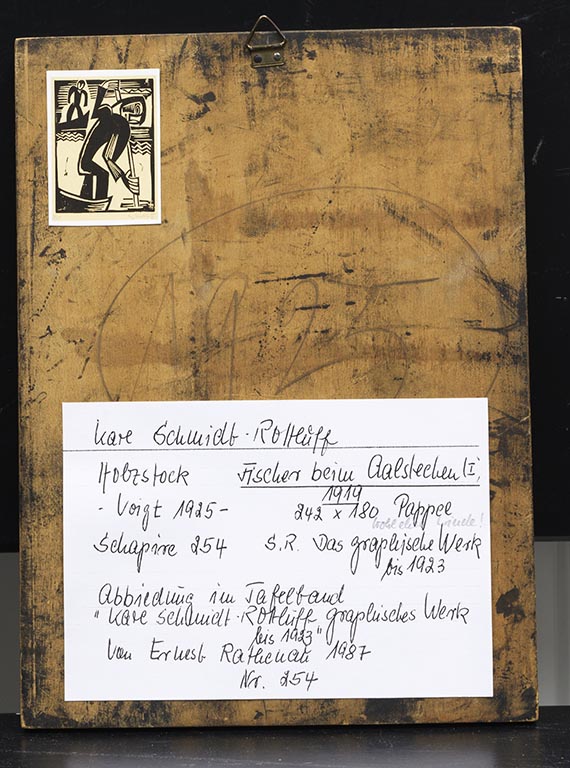 Karl Schmidt-Rottluff - Fischer beim Aalstechen (Holzstock) - Back side