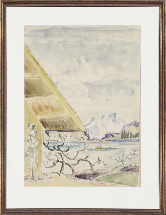 Ernst Ludwig Kirchner - Seelandschaft mit Haus und Bergpanorama - Frame image