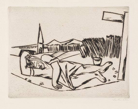 Max Beckmann - Schlafendes Mädchen im Kornfeld