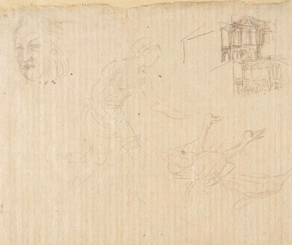 Adolf von Hildebrand - Figuren- und Architekturstudien (5 Bll.) - 