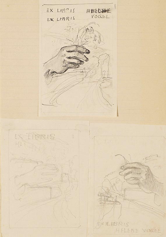Max Klinger - Entwurfszeichnungen für Ex libris (11 Blatt) - 
