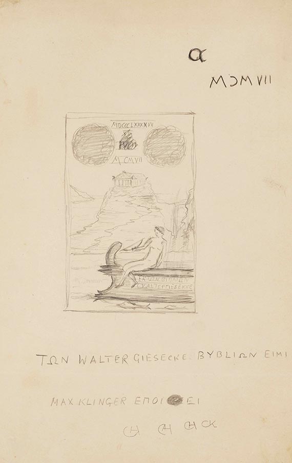 Max Klinger - Entwurfszeichnungen für Ex libris (11 Blatt) - 