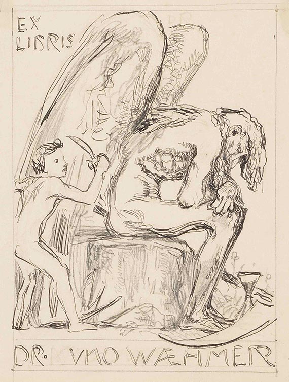 Max Klinger - Entwurfszeichnungen für Ex Libris (10 Bll.)