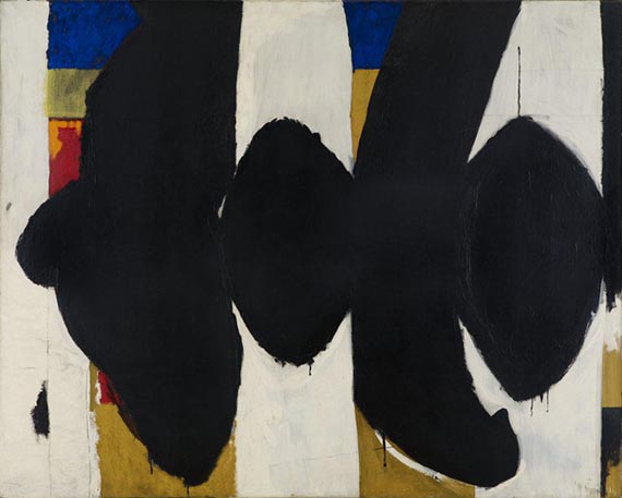 Illustration  for: Robert Motherwell, Elegy for the Spanish Republic XXXIV, 1953/54, oil on canvas, Albright-Knox Art Gallery, Buffalo. <br />&copy; Dedalus Foundation, Inc. / VG Bild-Kunst, Bonn 2025