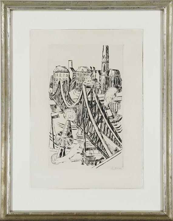 Max Beckmann - Grosse Brücke ("Eiserner Steg" in Frankfurt am Main) - Frame image