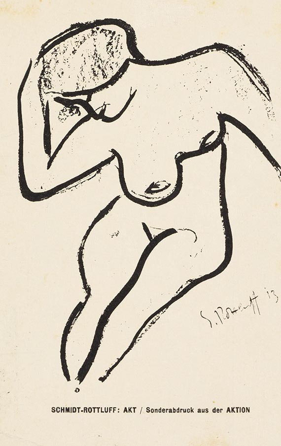  Konvolut - 9 Postkarten, teils mit Motiven von Karl Schmidt-Rottluff, an den Künstler selbst und Ernst Beyersdorff - 