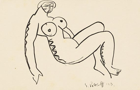  Konvolut - 9 Postkarten, teils mit Motiven von Karl Schmidt-Rottluff, an den Künstler selbst und Ernst Beyersdorff - 