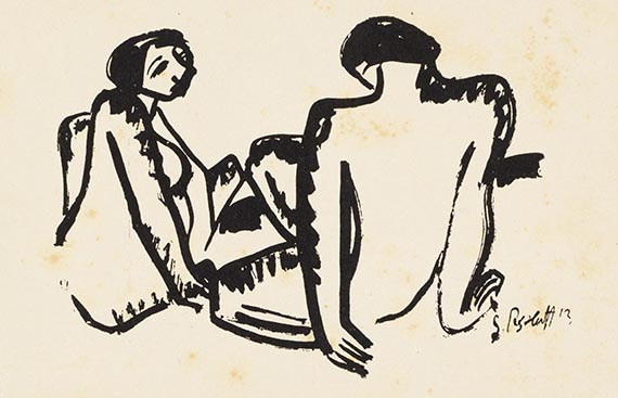  Konvolut - 9 Postkarten, teils mit Motiven von Karl Schmidt-Rottluff, an den Künstler selbst und Ernst Beyersdorff - 