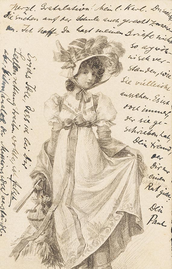  Konvolut - 9 Postkarten, teils mit Motiven von Karl Schmidt-Rottluff, an den Künstler selbst und Ernst Beyersdorff - 