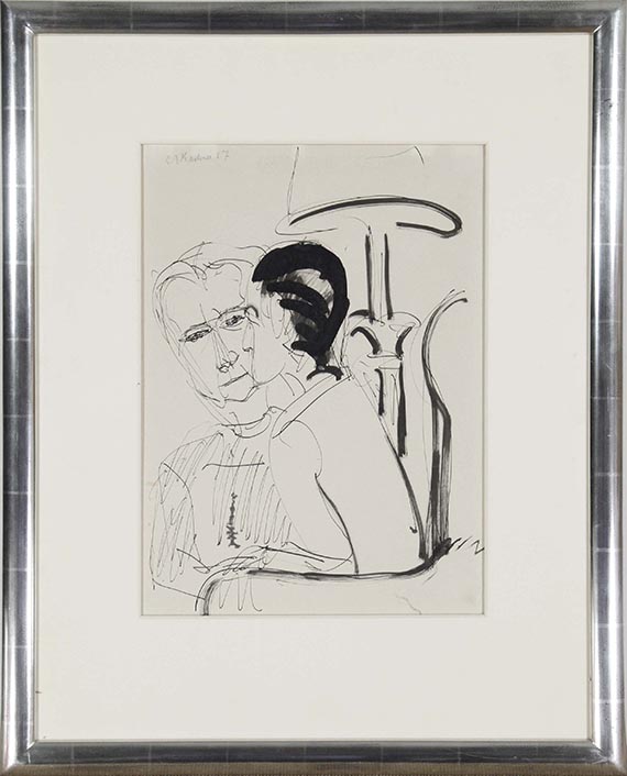 Ernst Ludwig Kirchner - Gespräch unter der Lampe - Frame image