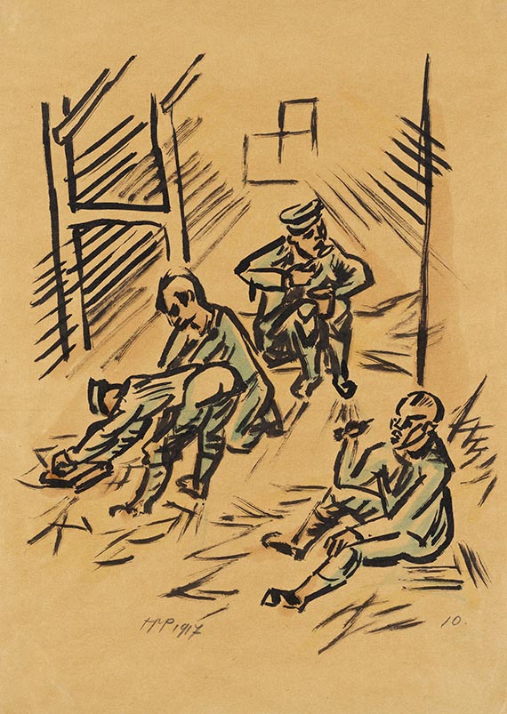 Hermann Max Pechstein - In der Etappe (aus der Werkreihe: "Somme-Schlacht")