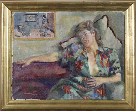 Conrad Felixmüller - Charly - Siesta (an der Wand ein Tajo-Kum-Holzschnitt) - Frame image