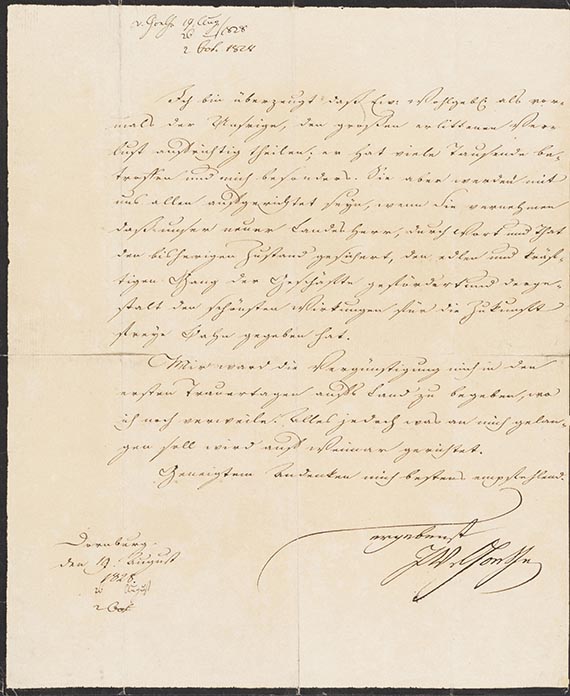Johann Wolfgang von Goethe - Brief von Schreiberhand an W. Reichel.  2 S.