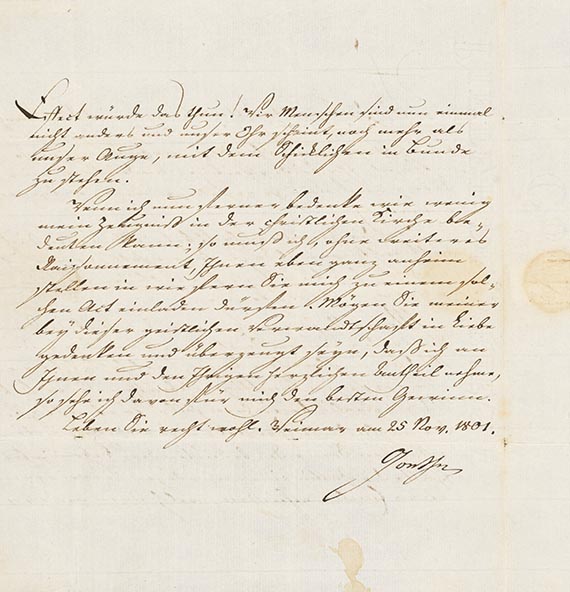 Johann Wolfgang von Goethe - Brief von Schreiberhand an J. D. Sander. 2 S. - 