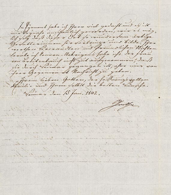Johann Wolfgang von Goethe - Brief von Schreiberhand an Sophie Sander. 2 S.