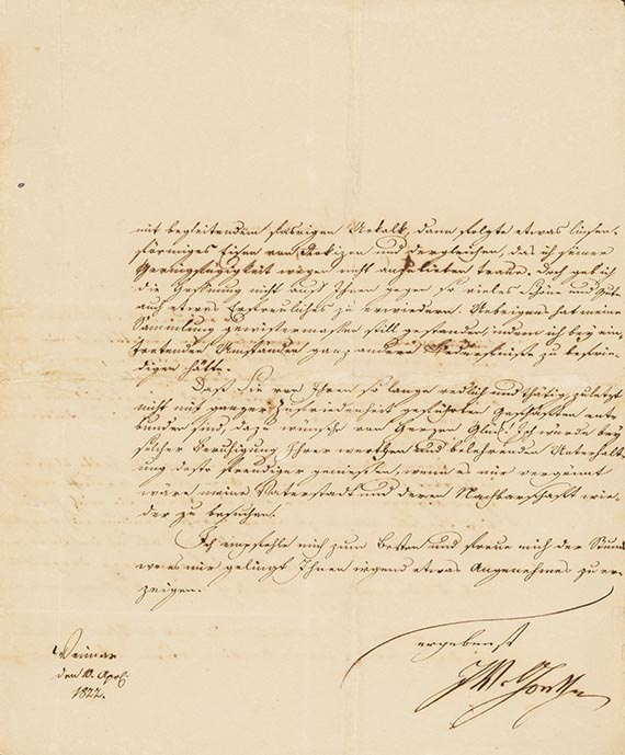 Johann Wolfgang von Goethe - Brief von Schreiberhand an den Mineralogen L. W. Cramer. 2 S.