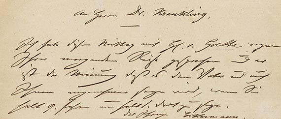 Johann Peter Eckermann - Brief an Dr. K. C. Kraukling, 1 S.
