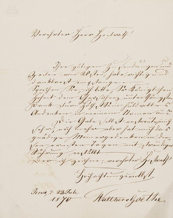 Walther von Goethe - Brief, 1 S.
