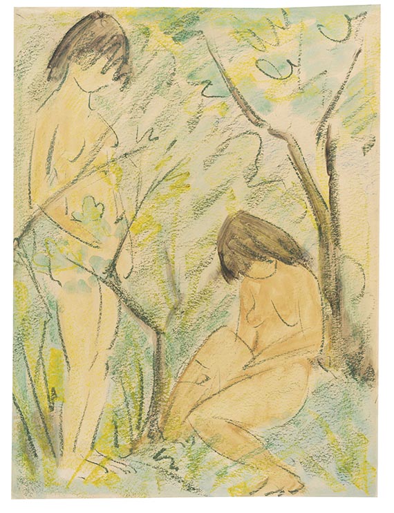 Otto Mueller - Zwei Mädchenakte, einer sitzend