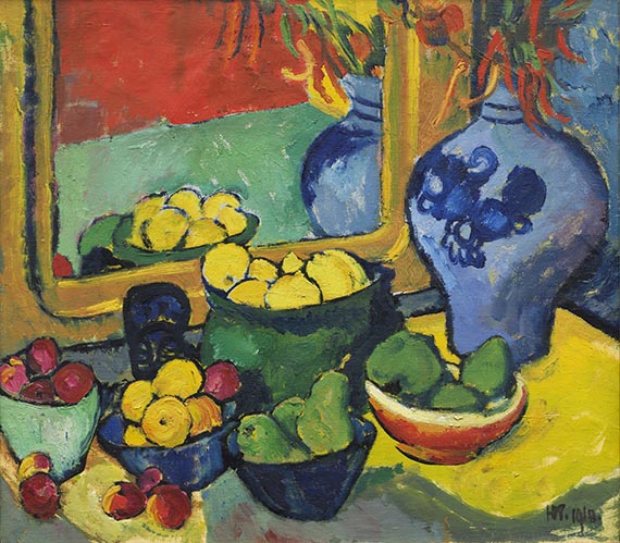 Hermann Max Pechstein - Inder und Frauenakt / Früchte (Rückseite) - 