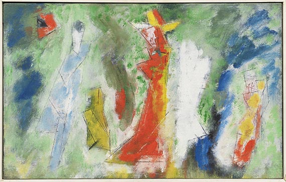 Lyonel Feininger - Figuren in Rot, Blau, Weiß und Gelb - Frame image