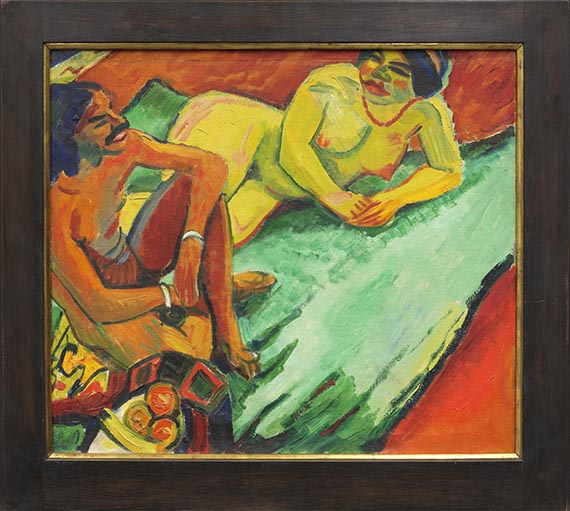 Hermann Max Pechstein - Inder und Frauenakt / Früchte (Rückseite) - Frame image