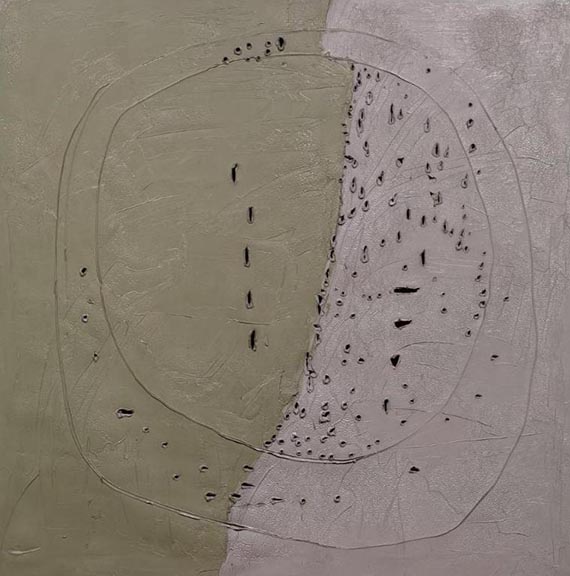 Illustration  for:   Lucio Fontana, Concetto Spaziale (Spatial Concept), 1960, oil on canvas, Centre George Pompidou, Paris. © Lucio Fontana by SIAE / VG Bild-Kunst, Bonn 2025 