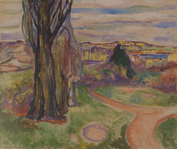 Illustration  for: Edvard Munch, Landscape, Jel&oslash;ya, 1913-15, oil on canvas, Munch-museet, Oslo.