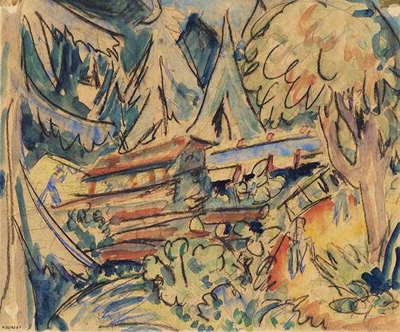 Ernst Ludwig Kirchner - Berghaus, Stafelalp (Davos) / Hütte im Wald - 