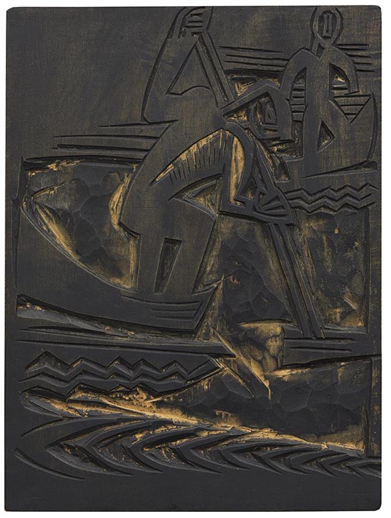 Karl Schmidt-Rottluff - Kopf / Fischer beim Aalstechen II - 