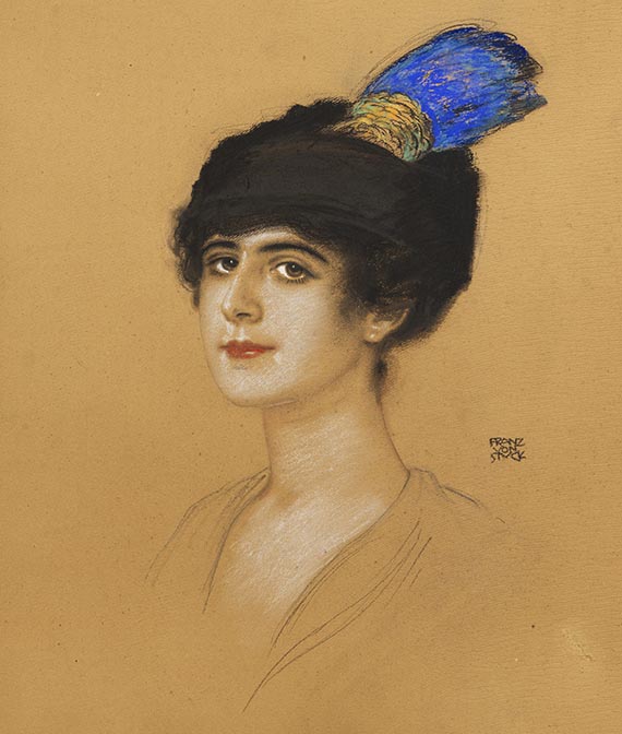Franz von Stuck - Bildnis einer Dame mit Federschmuck
