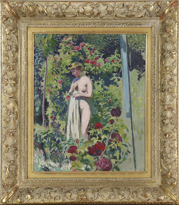 Maurice Denis - Nymphe aux fleurs (Nu à la draperie, dans le jardin) - Frame image