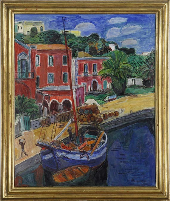 Hans Purrmann - Segelschiff im Hafen von Porto d'Ischia - Frame image