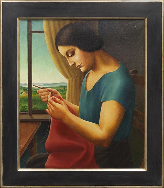 Georg Schrimpf - Häkelnde - Frame image