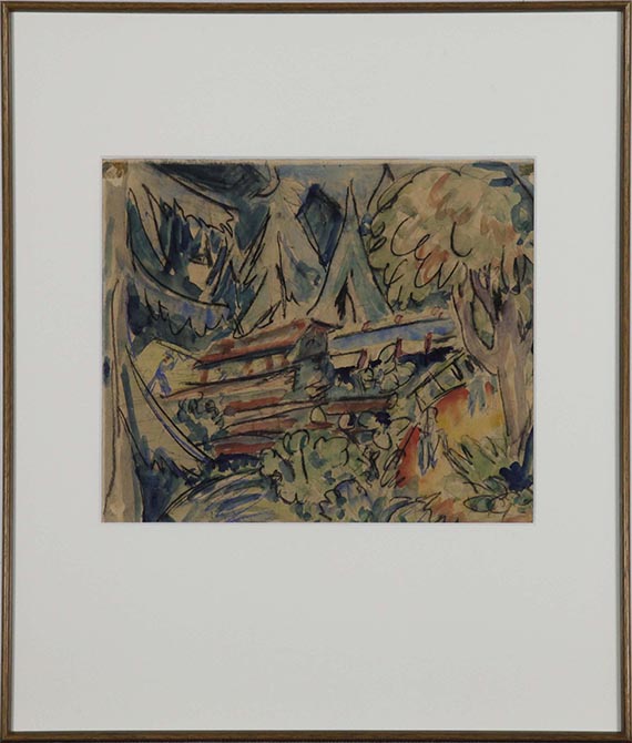 Ernst Ludwig Kirchner - Berghaus, Stafelalp (Davos) / Hütte im Wald - Frame image