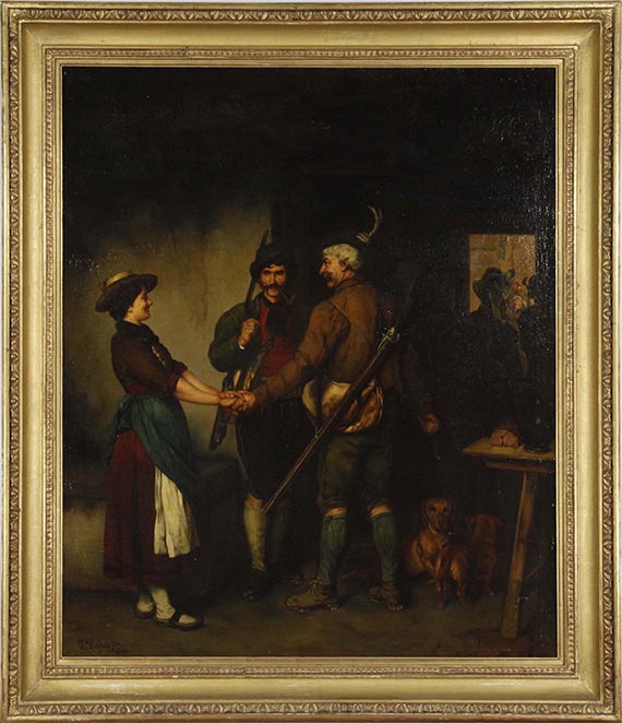Franz von Defregger - Abschied der Jäger - Frame image