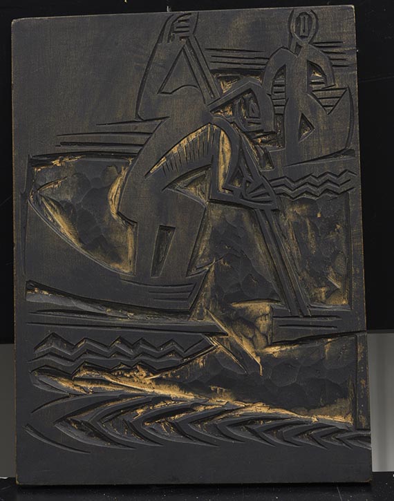 Karl Schmidt-Rottluff - Kopf / Fischer beim Aalstechen II - Back side