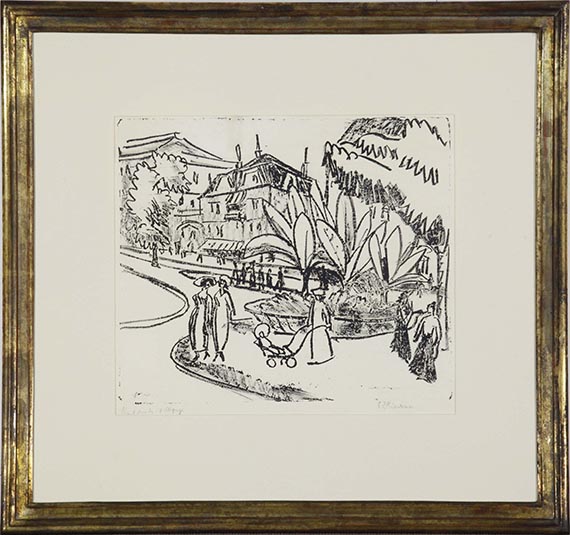 Ernst Ludwig Kirchner - Albertplatz Platz in Dresden-Neustadt - Das Boskett - Frame image