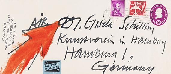 Alexander Calder - Eigenhändiger Brief mit bemaltem Kuvert