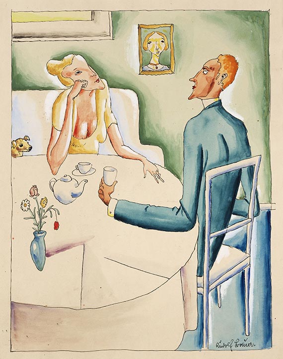 Bauer - Paar am Tisch (beim Tee)